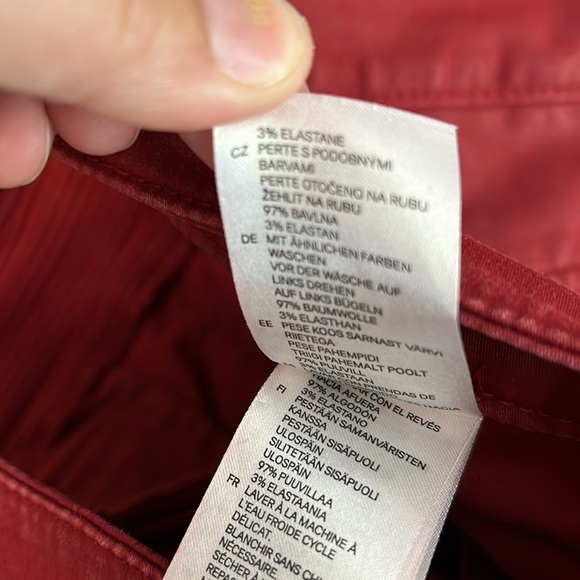 ISABEL MARANT POUR H&M RED WAXED MOTO BIKER PANTS SIZE 6 - Picture 10 of 16